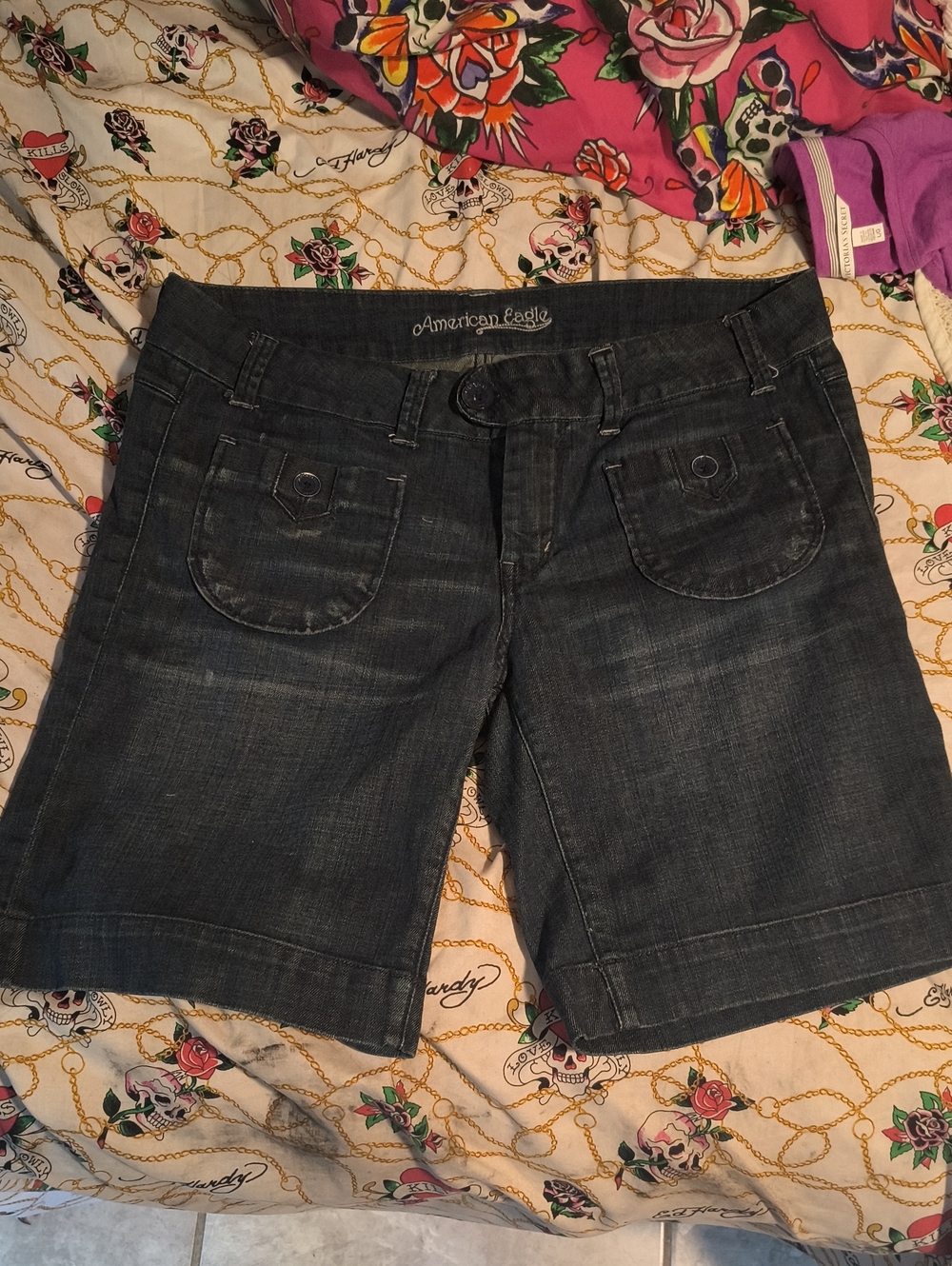 American Eagle Outfitters Women’s Dark Blue Denim Bermuda Shorts Size 12